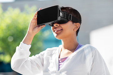 Image showing happy african american woman with vr glasses