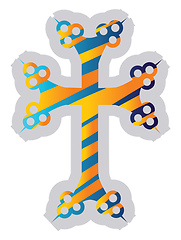 Image showing Colorful Armenian Cross vector illustration on a white backgroun