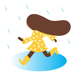 Image showing Clipart of a small girl running to get out of the rain vector or