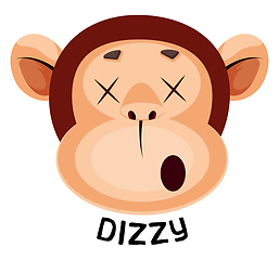 Image showing Monkey is feeling dizzy, illustration, vector on white backgroun