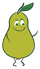 Image showing Emoji funny happy green pear vector or color illustration