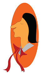Image showing Clipart of a man wearing a red long ribbon neck tie vector color