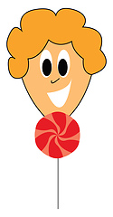 Image showing Little kid eating lollipop vector illustration 