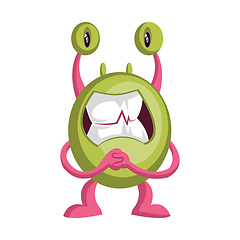 Image showing Scared cartoon monster white background vector illustration.