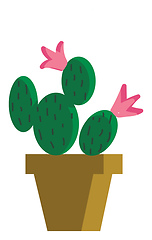 Image showing Painting of a cactus plants that looks similar to a Mickey and M