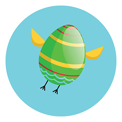 Image showing Green Easter egg with chicken wings and legs flying illustration