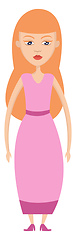 Image showing Girl in pink dress illustration vector on white background