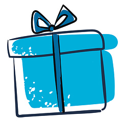 Image showing Clipart of a blue gift box vector or color illustration