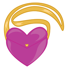 Image showing A heart-shaped pink and golden colored sling bag vector color dr