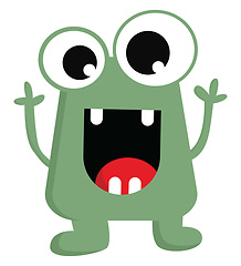 Image showing The happy green little monster vector or color illustration