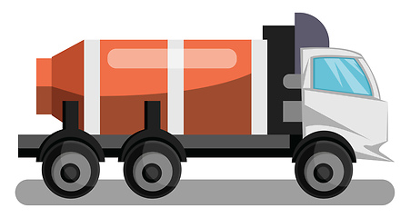 Image showing Vector illustration of white concrete truck with orange tanker o