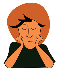 Image showing A boy with a big hat, vector color illustration.