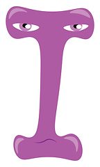 Image showing Alphabet I in purple character vector or color illustration