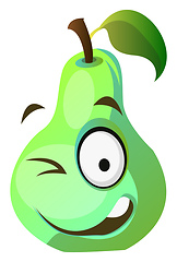 Image showing Green pear winks illustration vector on white background