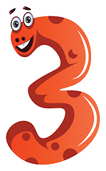 Image showing Orange monster in number three shape illustration vector on whit