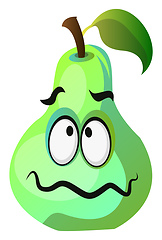 Image showing Green pear cartoon face sick illustration vector on white backgr