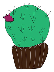 Image showing Simple cactus with purple flower vector illustration on white ba