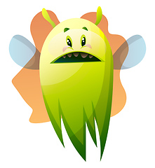Image showing Worried cartoon green monster vector illustartion on white backg
