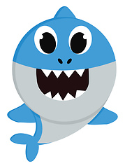 Image showing A blue baby shark vector or color illustration