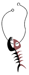 Image showing Painting of a fishbone knitted to the string of a necklace vecto