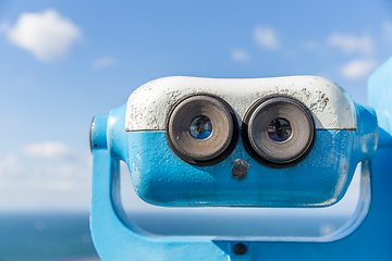 Image showing Coin operated binocular viewer with blue sky