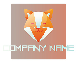 Image showing Happy fox head inside a light red square logo vector illustratio