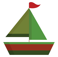 Image showing A small green and red sailboat vector or color illustration