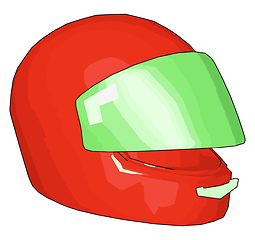 Image showing Red and green motorcycle helmet vector illustration on white bac