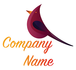 Image showing Simple vector logo design of a deep pink bird with orange blank 