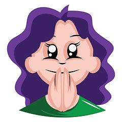 Image showing Excited woman with purple colored hair illustration vector on wh