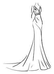 Image showing Simple sketch of a long evening dress vector illustration on whi