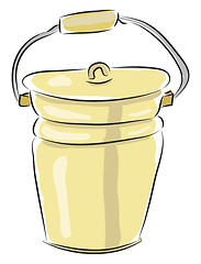 Image showing Light yellow metal bucket vector illustration on white backgroun