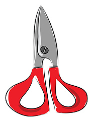 Image showing Red scissors illustration vector on white background 