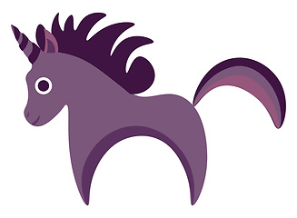 Image showing A purple unicorn horse vector or color illustration