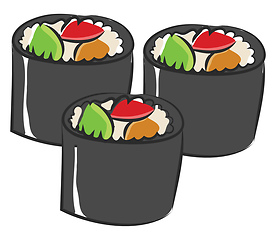 Image showing An angry cartoon sushi vector or color illustration