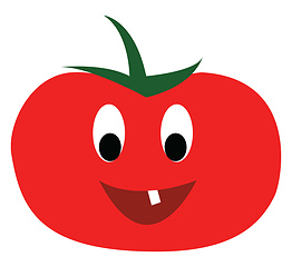 Image showing Red tomato with crooked tooth vector or color illustration