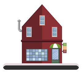 Image showing Simple cartoon red building vector illustartion on white backgro