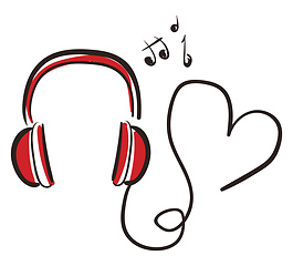 Image showing Headphone the way to the heart through music vector or color ill