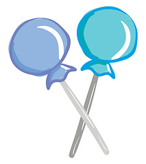 Image showing A pair of blue lollipops vector or color illustration
