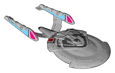 Image showing Fantasy Imperial spaceship vector illustration on white backgrou