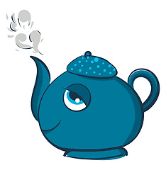 Image showing Blue smiling teapot vector illustration on white background