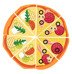 Image showing Half pepperonihalf veggie pizza Print