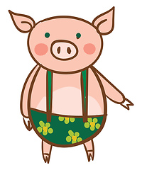 Image showing Baby pig in suspender dress vector or color illustration