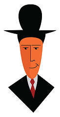 Image showing A man wearing a black formal suite a hat and a red tie vector co