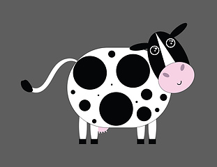 Image showing Clipart of a happy cow over a purple background vector or color 