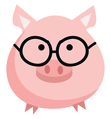 Image showing Pink pig with round eyeglasses vector illustration on white back