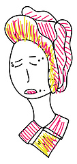 Image showing A sad Chinese woman vector or color illustration