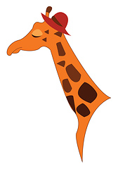 Image showing Giraffe with a red hat vector or color illustration