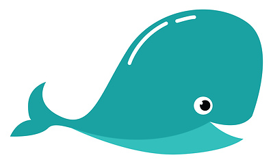 Image showing Clipart of a blue-colored whale with a white exclamation mark ve