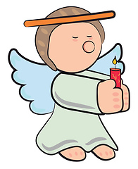 Image showing Angel with burning candle in hand vector or color illustration